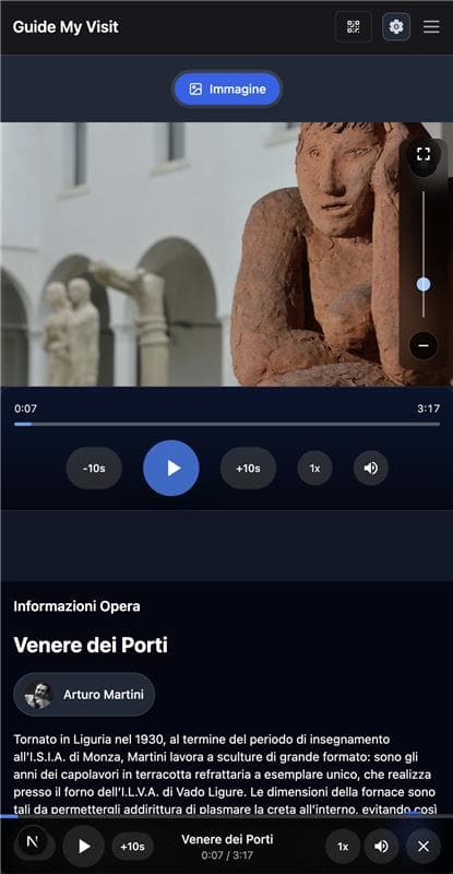 WebApp mobile GuideMyVisit - Versione responsive per guide museali accessibili da browser